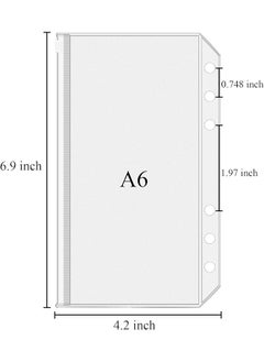 Antler 12Pcs A6 Size Binder Pockets 6 Holes Budget Cash Envelopes For Budgeting Clear Zipper Folders Loose Leaf Bags For A6 6 Ring Budget Binder Waterproof Pvc Document Pouch Filing Bags  - Image 2