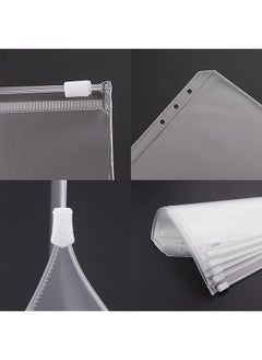 Antler 12Pcs A6 Size Binder Pockets 6 Holes Budget Cash Envelopes For Budgeting Clear Zipper Folders Loose Leaf Bags For A6 6 Ring Budget Binder Waterproof Pvc Document Pouch Filing Bags  - Image 5