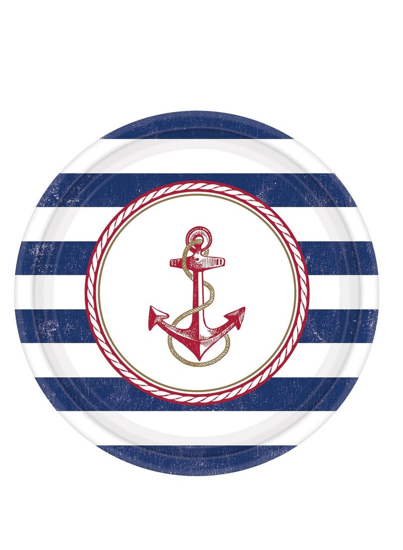 Amscan Anchors Aweigh Premium Tableware Party Supplies, Includes Plates, Cups, Cutlery, Napkins, Tablecover, Banner and Standing Plaque for 8 Guests - Image 2