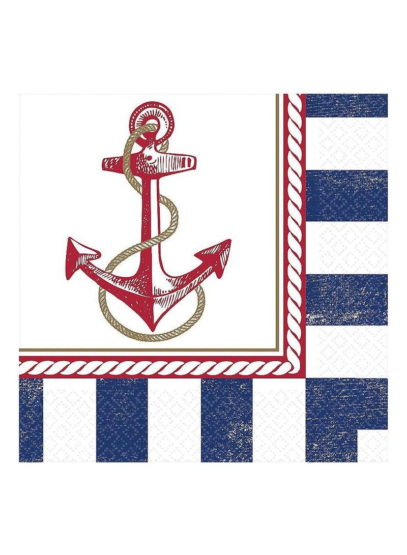 Amscan Anchors Aweigh Premium Tableware Party Supplies, Includes Plates, Cups, Cutlery, Napkins, Tablecover, Banner and Standing Plaque for 8 Guests - Image 3