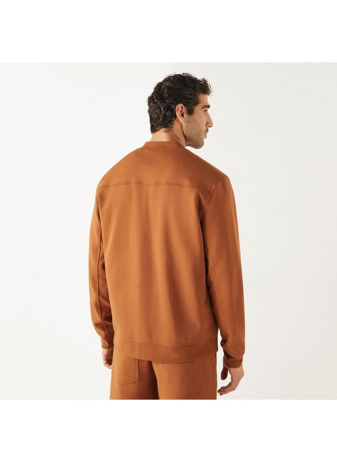 Iconic Iconic Solid Jacket with Mandarin Collar and Zip Closure  - Image 3