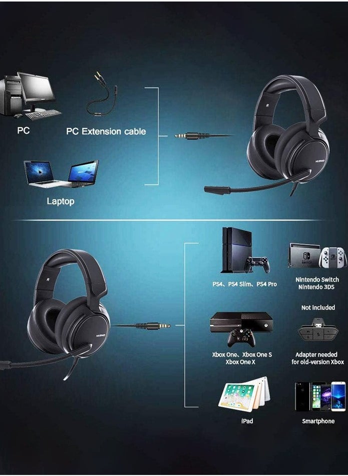 NUBWO - N12 Stereo Gaming Headset,Over Ear Wired Gaming Headphones with Mic,for PlayStation 4, PS4, Xbox One Controller, Nintendo Switch Lite, PC, Laptop, Android & IOS Phone - Image 1