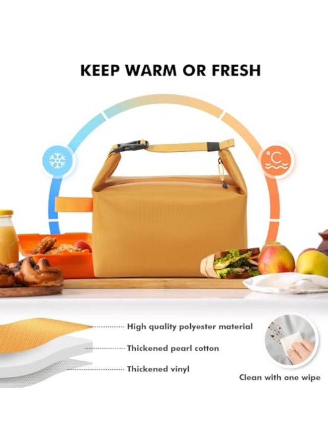 NALACAL NALACAL Lunch bag for Adult Women Men, Reusable High Capacity Lunch Tote Bags, Small Leakproof Cooler Food Lunch Containers, Lunch box for Work, Travel, Outdoor, School Picnic, One Size (Yellow) - Image 4