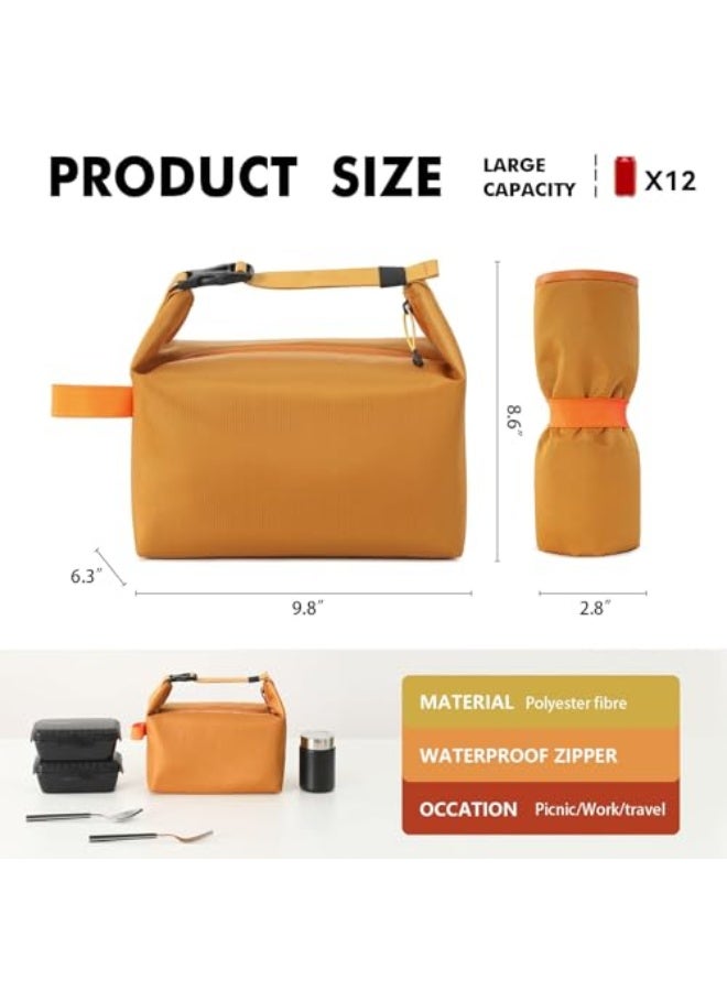 NALACAL NALACAL Lunch bag for Adult Women Men, Reusable High Capacity Lunch Tote Bags, Small Leakproof Cooler Food Lunch Containers, Lunch box for Work, Travel, Outdoor, School Picnic, One Size (Yellow) - Image 2