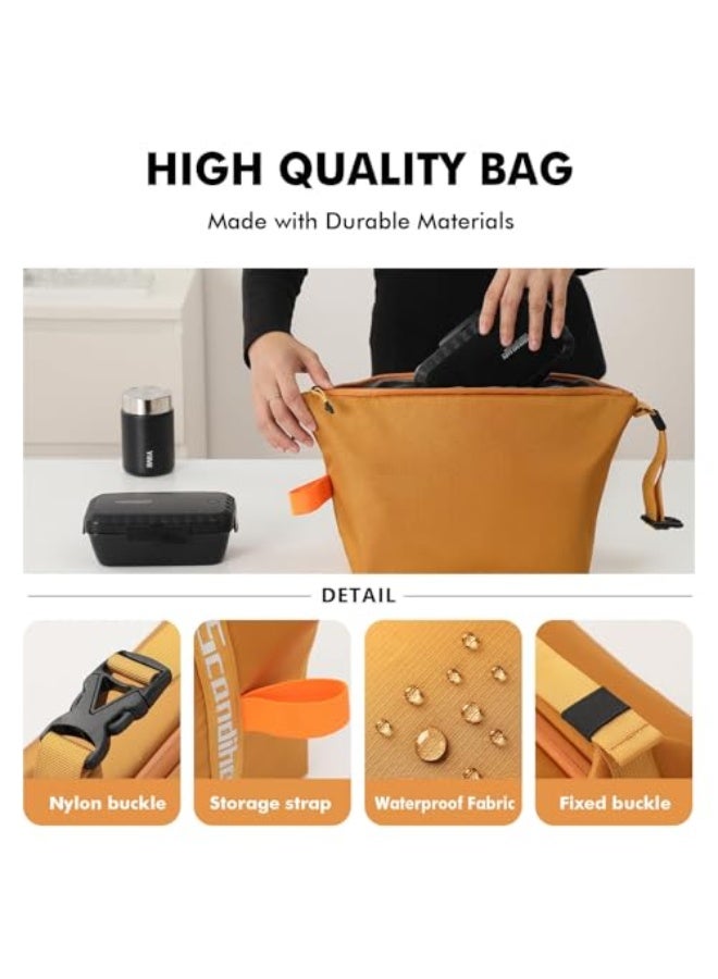 NALACAL NALACAL Lunch bag for Adult Women Men, Reusable High Capacity Lunch Tote Bags, Small Leakproof Cooler Food Lunch Containers, Lunch box for Work, Travel, Outdoor, School Picnic, One Size (Yellow) - Image 3