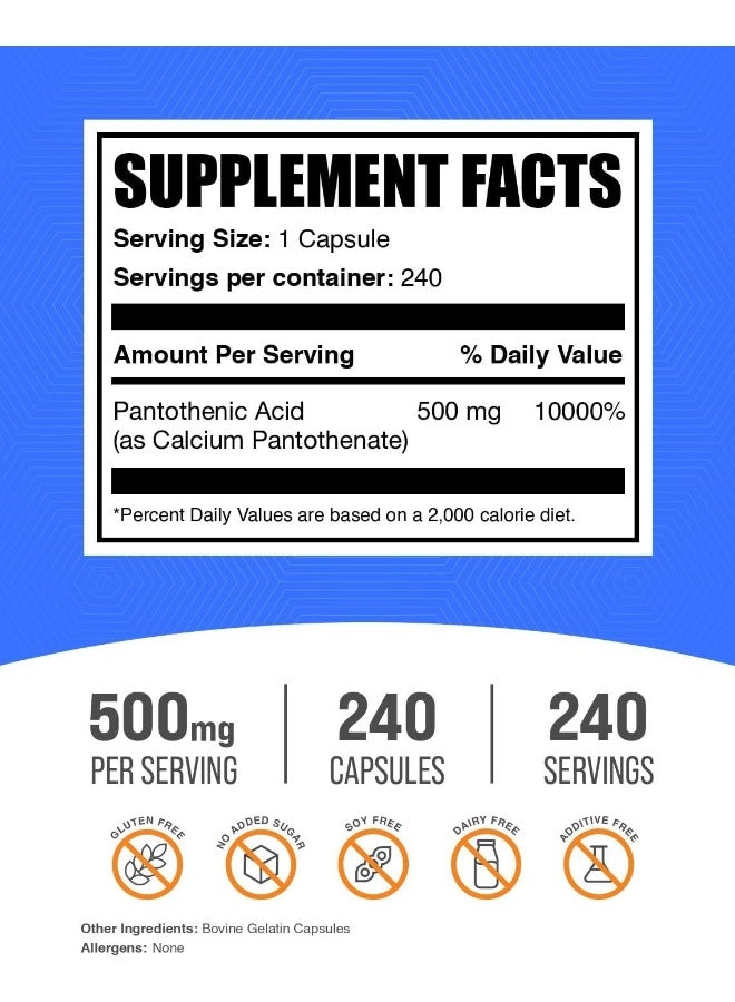 BulkSupplements Vitamin B5 Capsules 500mg for Adults - Image 2