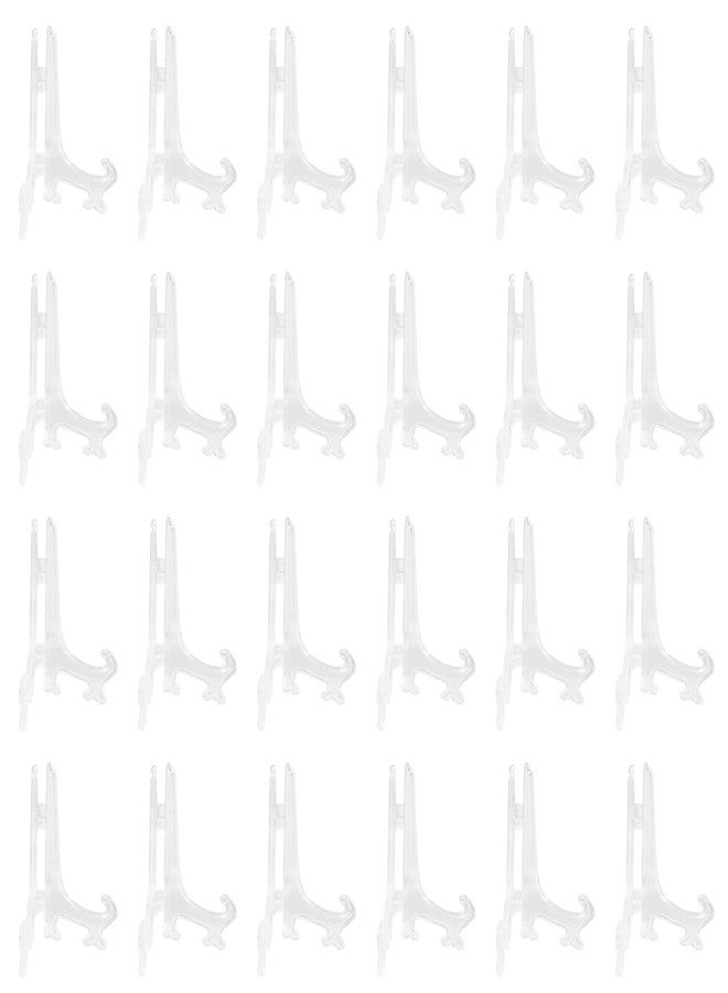 Litoexpe 24 Pcs 4 Inch Clear Plastic Easels Plate, Picture Frame Stand Holder Acrylic Display Easels, Baseball Card Display Stand - Image 1