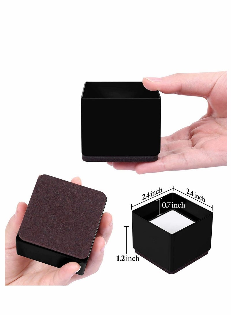 SYOSI 4-Pieces Furniture Risers Steel Bed Risers Lifts Height Desk Or Sofa Lift Non-Slip Bottom Felt Pad Heavy-Duty Table Sofa Riser Protect Floor (Square）  - Image 2