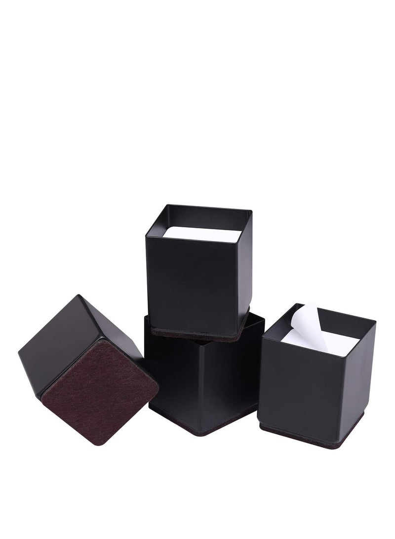 SYOSI 4-Pieces Furniture Risers Steel Bed Risers Lifts Height Desk Or Sofa Lift Non-Slip Bottom Felt Pad Heavy-Duty Table Sofa Riser Protect Floor (Square）  - Image 1