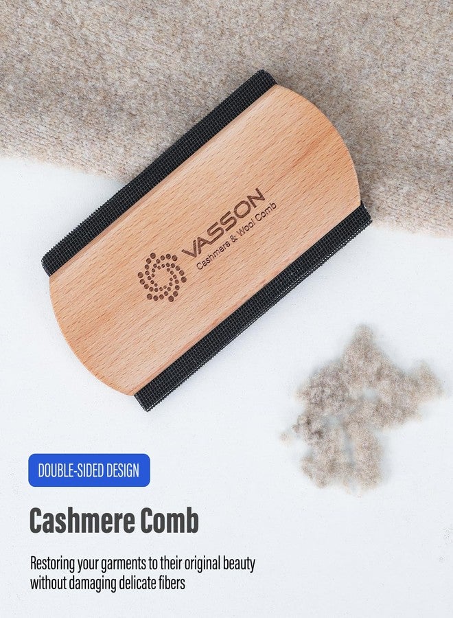 VASSON Cashmere Comb for Sweaters & Wool - Thicker Solid Beechwood Handle Fabric Shaver - 20% Larger Manual Depiller & Fuzz Remover for Knits, Scarves, and Coats (Dual-Sided Design) - Image 3
