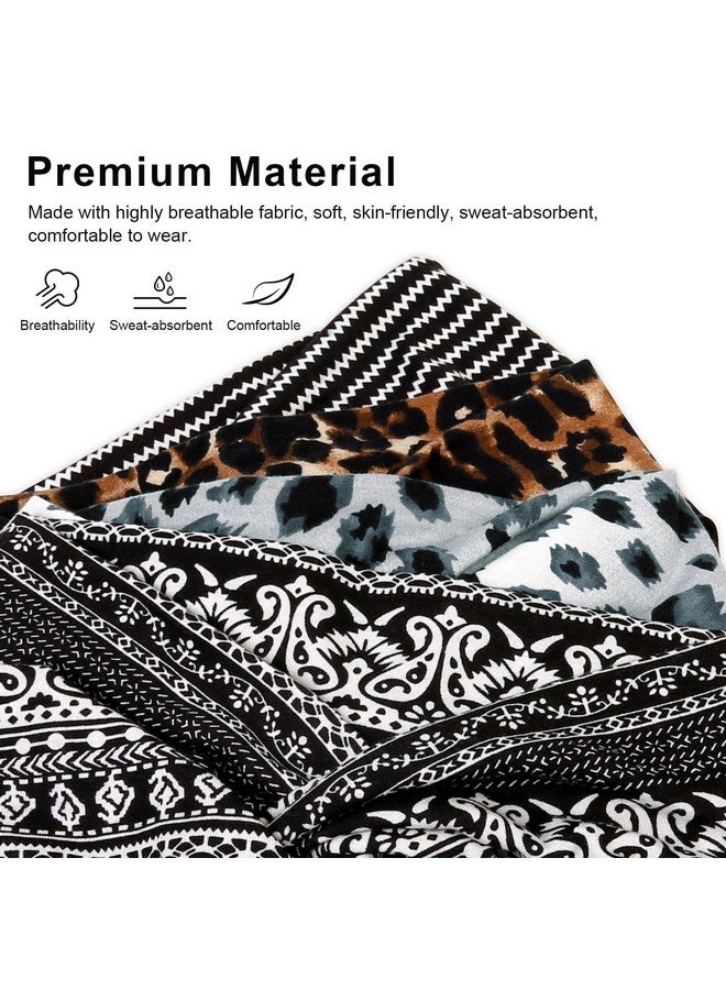 TERSE Boho Wide Headbands Turban Twist Knotted Headband Floral Printed Hair Bands Sweat Workout Sport Yoga Hair Accessories For Women And Girls 4 Pack - Image 3