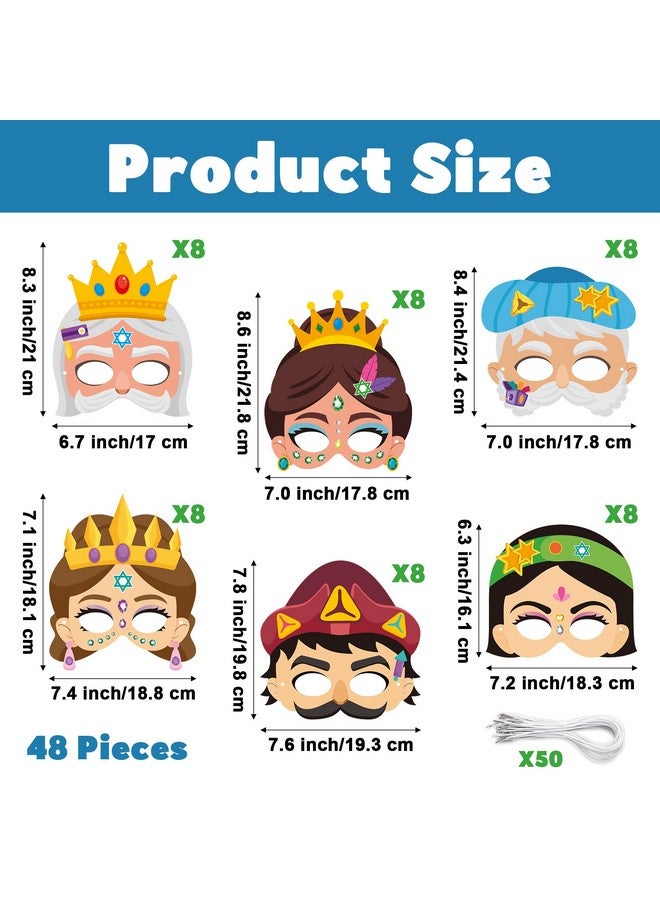 WATINC Purim Day Story Character Mask for Kids, Purim Mask Costume Decorations, Jewish Holiday Gifts Set Paper Art Craft Role Play Kit Party Favors Supplies School Classroom Activity Project(36pcs) - Image 2
