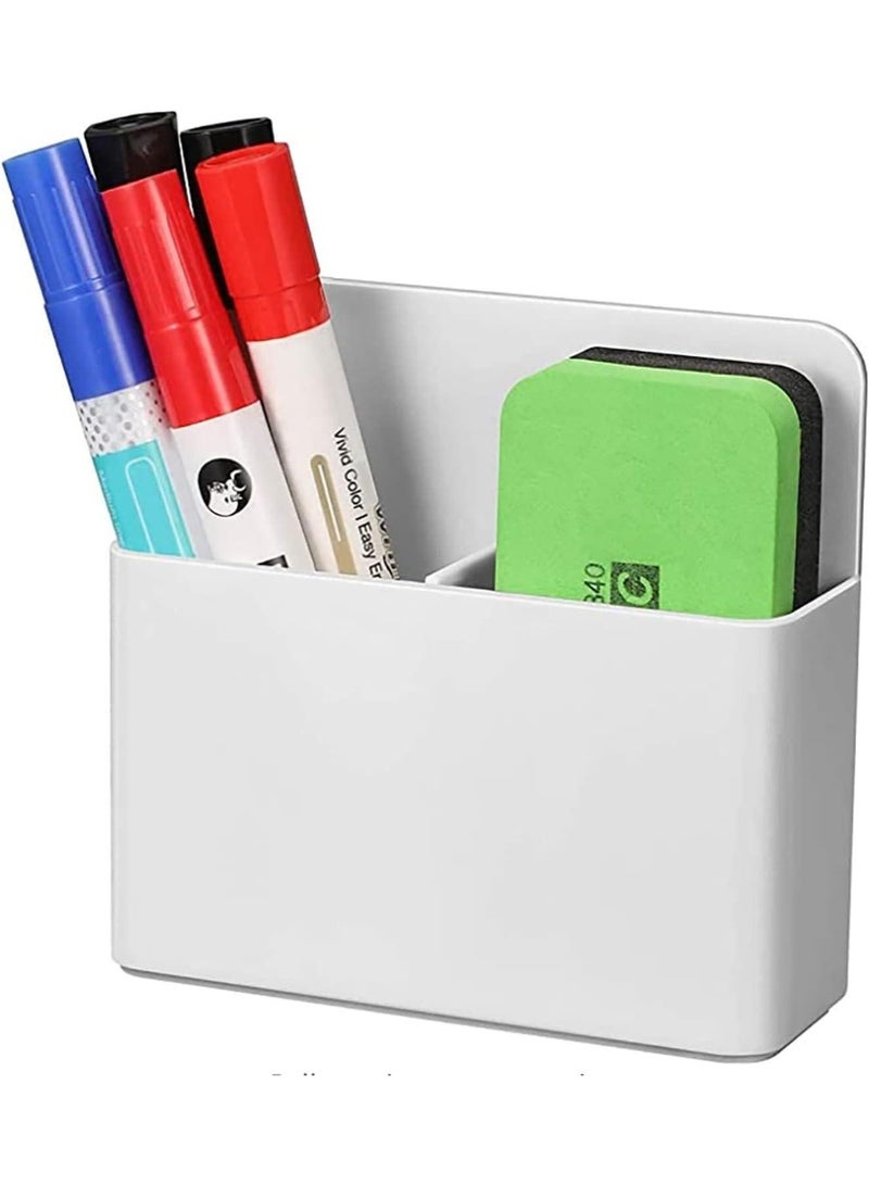 Magnetic Dry Erase Marker Holder,Pen and Eraser Holder for Whiteboard，Magnet Pencil Cup Utility Storage Organizer for Office, Refrigerator, Locker and Metal Cabinets - Image 1
