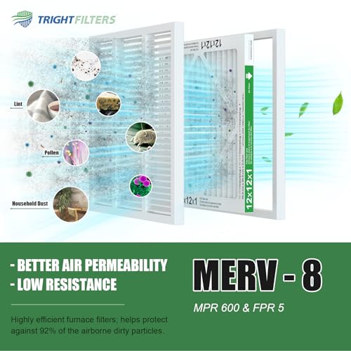 TRIGHTFILTERS 12x12x1 Air Filter 4 Pack, MERV 8 Pleated Dust Defense Air Filters Replacement Air Conditioner HVAC AC Furnace Filter, Durable and Lightweight - Image 5