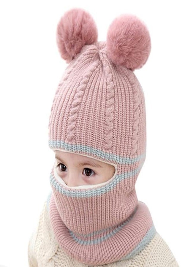 FAMWRAPZ Woollen Monkey Cap for Kids (18-24 Months) - Soft, Warm, Full Face Cover, Winter Baby Cap, Stretchable Knit, Cozy Head, Ear & Neck Protection, Unisex Winter Wear for Boys & Girls Pink - Image 1