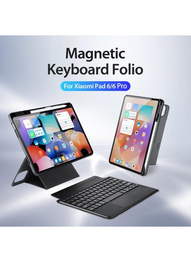 Green Tiger - Xiaomi Pad 6 6 Pro DUX DUCIS DK Floating Magnetic Keyboard Leather Tablet Case with Holder Black - Image 1