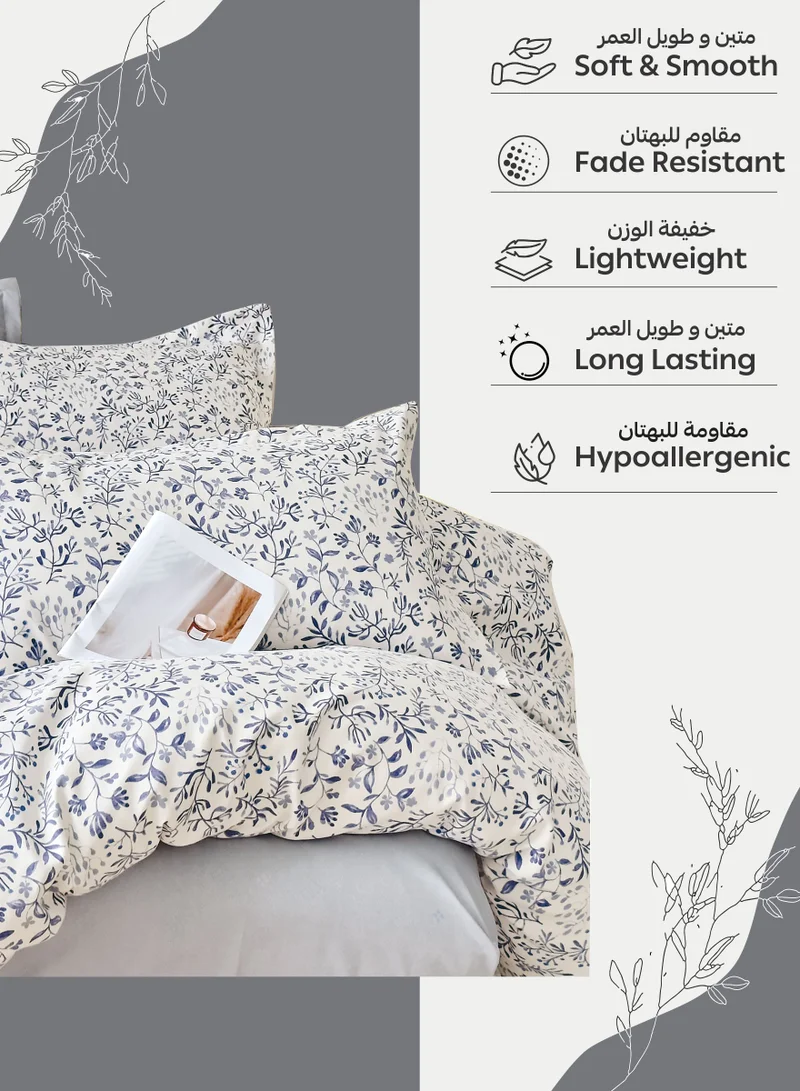 Donetella Printed Duvet Set, Queen Size 200x230 cm - 6-Pcs Bed Set, Microfiber Fabric - 1 Duvet Cover, 1 Fitted Sheet, 2 Pillow Shams, 2 Pillowcases (Filler Not Included)