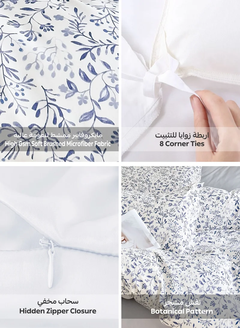 Donetella Printed Duvet Set, Queen Size 200x230 cm - 6-Pcs Bed Set, Microfiber Fabric - 1 Duvet Cover, 1 Fitted Sheet, 2 Pillow Shams, 2 Pillowcases (Filler Not Included)