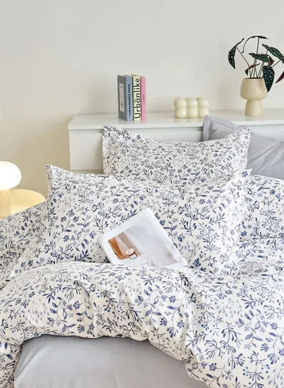 Donetella Printed Duvet Set, Queen Size 200x230 cm - 6-Pcs Bed Set, Microfiber Fabric - 1 Duvet Cover, 1 Fitted Sheet, 2 Pillow Shams, 2 Pillowcases (Filler Not Included)