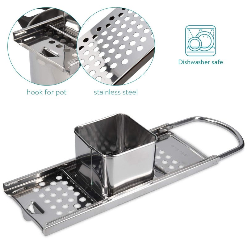 Navaris Stainless Steel Spaetzle Pasta Maker - German Noodle and Dumpling Press for Homemade Dumplings - Image 3