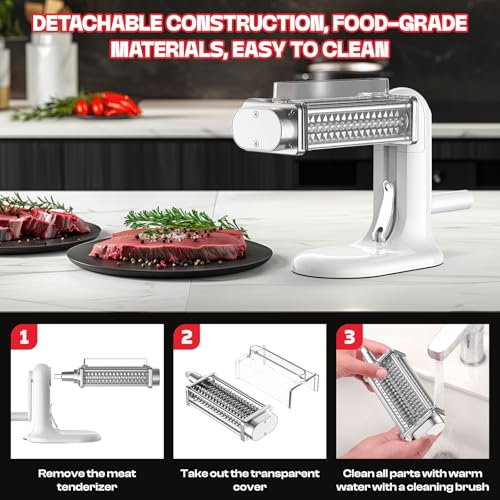 Cofun Manual Meat Tenderizer Tool, Meat Tenderizer Machine with Stainless Steel Gear, Steak Flatten Cuber Rolling Meat Poultry Tenderizer, Meat Tenderizer Kitchen Tool - Image 4