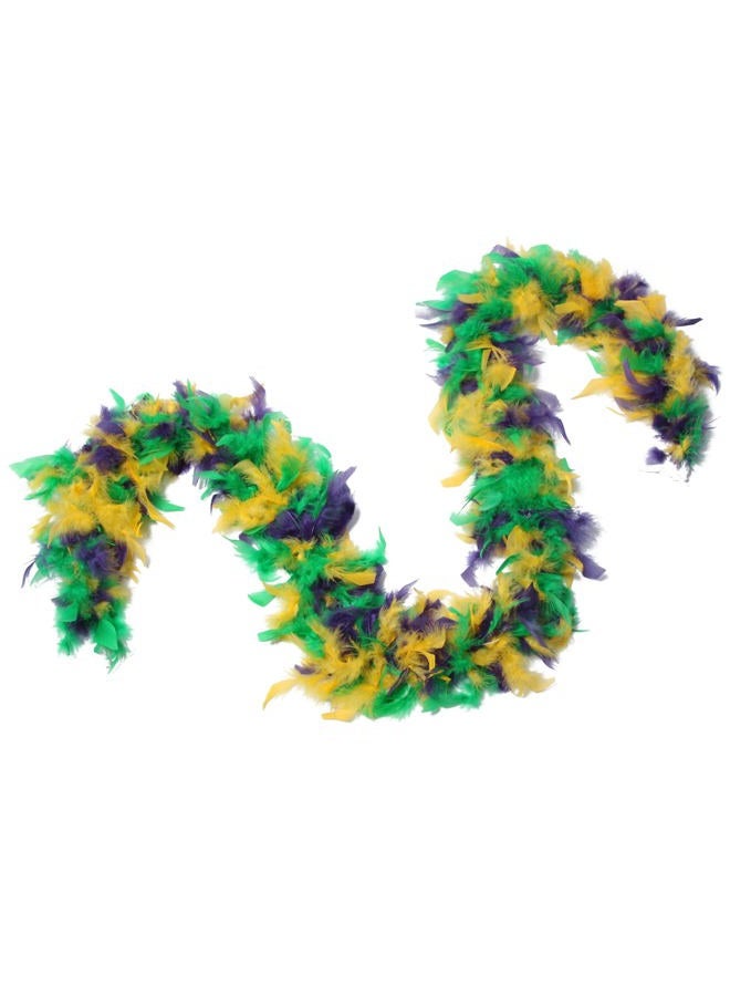 Flydreamfeathers 60 Gram, 2 yards Long Chandelle Feather Boa Great for Party, Wedding, Halloween Costume, Christmas Tree, Decoration(Mardi Gras_ - Image 1