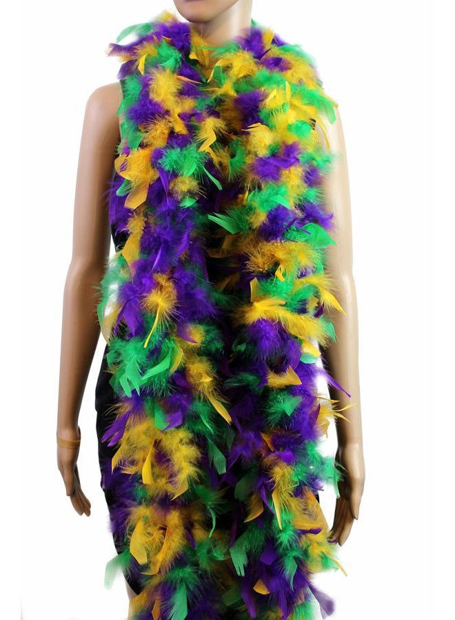 Flydreamfeathers 60 Gram, 2 yards Long Chandelle Feather Boa Great for Party, Wedding, Halloween Costume, Christmas Tree, Decoration(Mardi Gras_ - Image 2