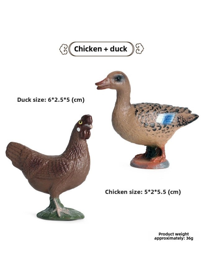 Children's Cognitive Simulation Wild Animal Model Toy Jungle Thorn Group Hedgehog Mouse Burr Stealing Melon Badger Hedgehog Ornaments-Color:Chicken + Duck 2 Suit  - Image 1