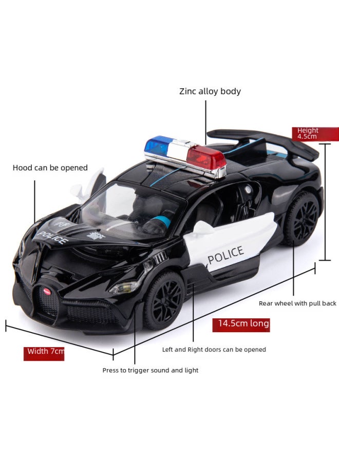 1:32 Alloy Car Model Police Public Security Special Police Sports Car Model Sound And Light Huili Toy Car Children's Gifts-Color:740 Black Police Car  - Image 3