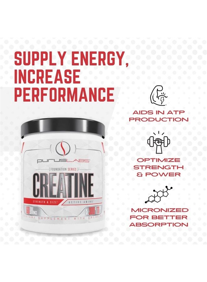Purus Labs Foundation Series Creatine Powder | 100% Ultra Pure Micronized Creatine for Strength, Mass, Power, Recovery | 60 Servings (Unflavored) - Image 4