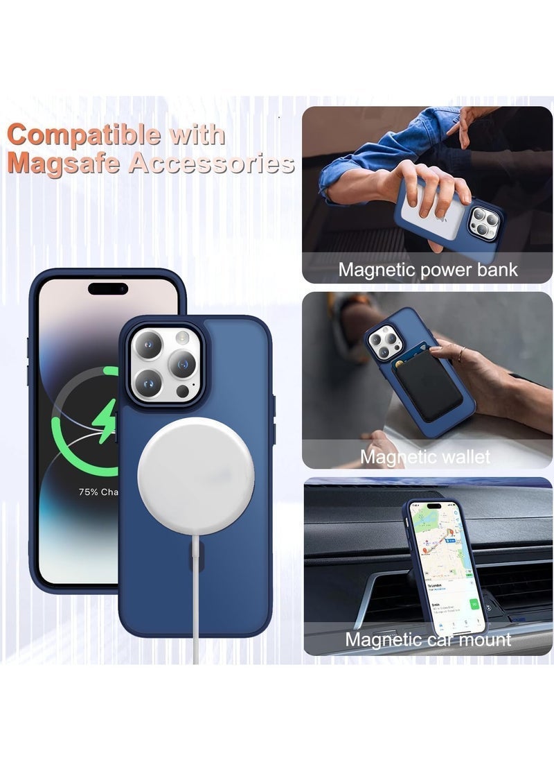 Raxoom iPhone 14 Pro Max Case â€“ Matte Magnetic Phone Case with 1 Screen Protector, Supports Magsafe, Translucent Frosted Slim Shockproof Protective Cover, Navy Blue (6.7 inch) - Image 3