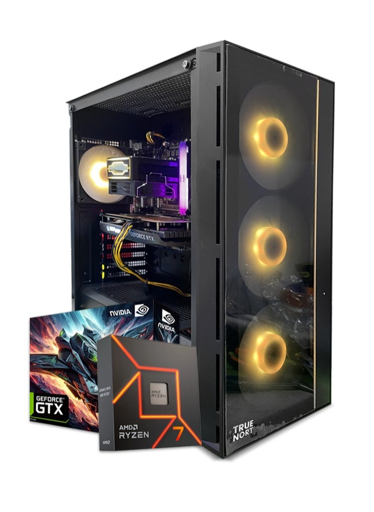 Truenort True Nort Gaming PC, AMD Ryzen 7-5800X,GTX 1650,16GB RAM,1TB SSD, Air Cooler 120 MM, Window 11 Pro, Black Case  - Image 1