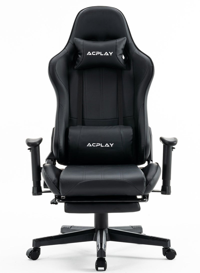 آسي بلاي كرسي ألعاب الفيديو، كرسي كمبيوتر سباق عالي الظهر مع دعم أسفل الظهر ومسند للرأس، وسادة مقعد سميكة للغاية قابلة للتنفس، كرسي مكتب دوار مريح للاعبين - Image 1