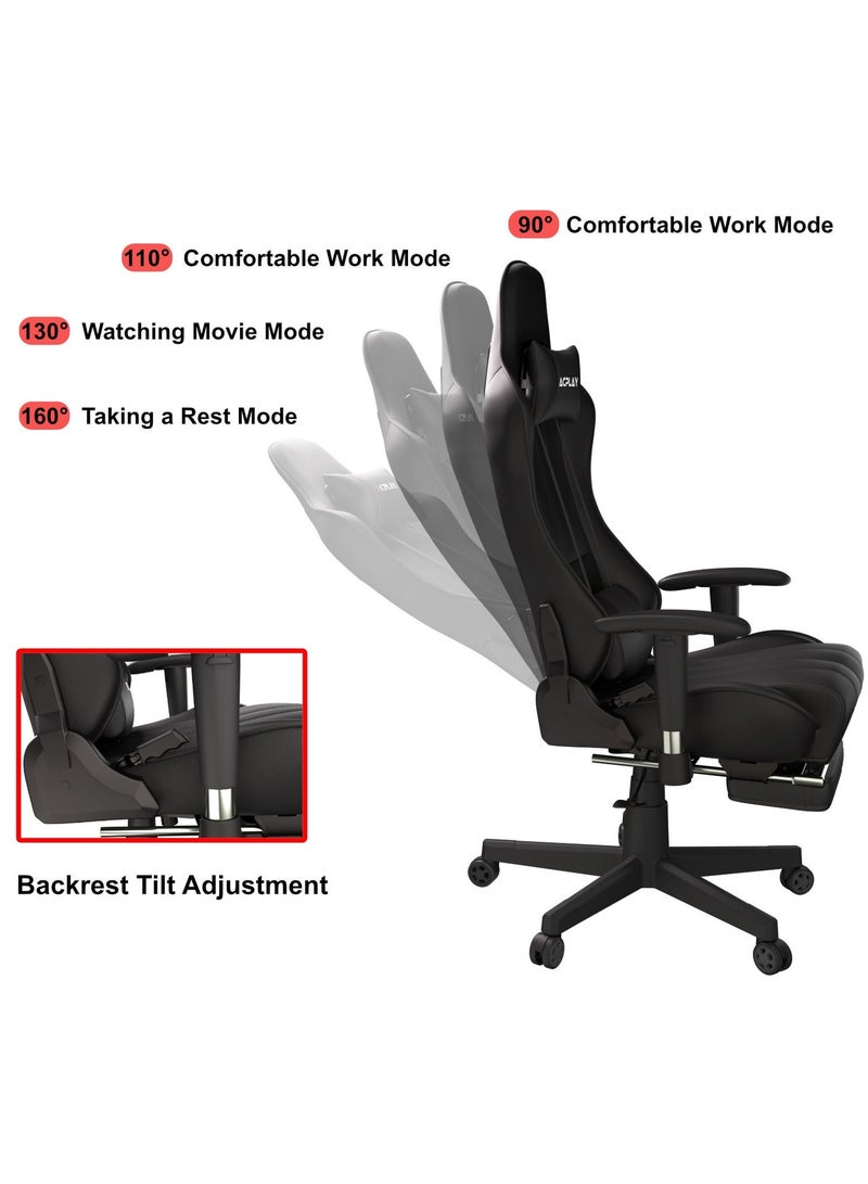 آسي بلاي كرسي ألعاب الفيديو، كرسي كمبيوتر سباق عالي الظهر مع دعم أسفل الظهر ومسند للرأس، وسادة مقعد سميكة للغاية قابلة للتنفس، كرسي مكتب دوار مريح للاعبين - Image 5