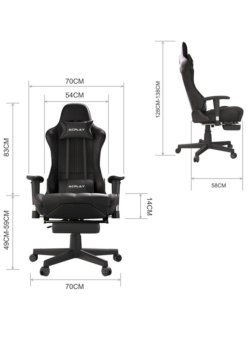 آسي بلاي كرسي ألعاب الفيديو، كرسي كمبيوتر سباق عالي الظهر مع دعم أسفل الظهر ومسند للرأس، وسادة مقعد سميكة للغاية قابلة للتنفس، كرسي مكتب دوار مريح للاعبين - Image 4