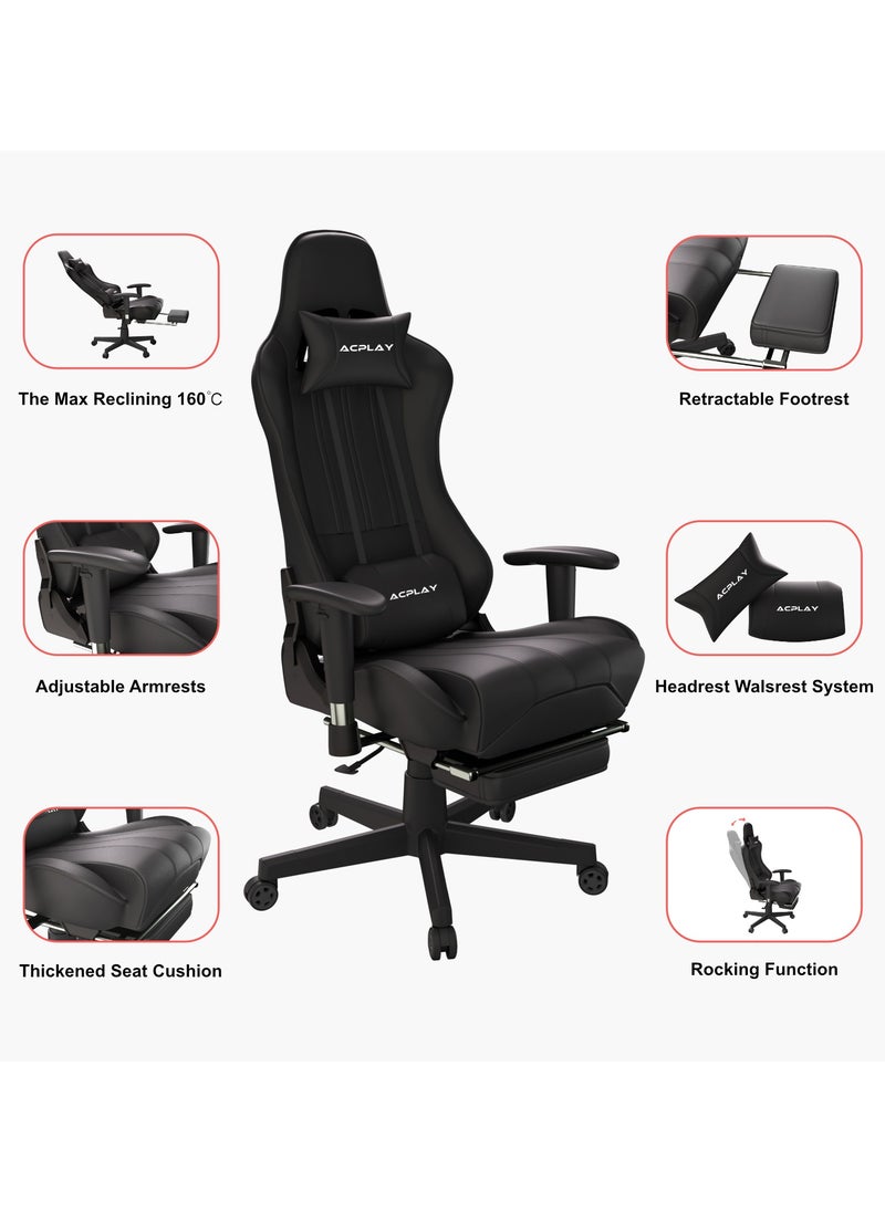 ACPLAY Video Gaming Chair,High Back Racing Computer Chair with Lumbar Support and Headrest,Ultra-Thick Breathable Seat Cushion,Ergonomic Swivel Desk Chair for Gamers 138x70x70cm  - Image 5