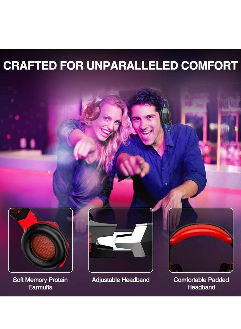 G2000 Gaming Headset Deep Bass Computer Game Headphones with microphone LED Light for computer PC Gamer (Red) - Image 4