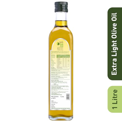 Gaia Extra Light Olive Oil (1L Bottle Pack of 2) Incredibly Healthy with Zero Cholesterol and Low Saturated Fat - Image 2