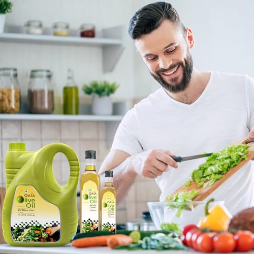 Gaia Extra Light Olive Oil (1L Bottle Pack of 2) Incredibly Healthy with Zero Cholesterol and Low Saturated Fat - Image 4