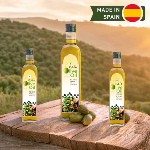 Gaia Extra Light Olive Oil (1L Bottle Pack of 2) Incredibly Healthy with Zero Cholesterol and Low Saturated Fat - Image 5
