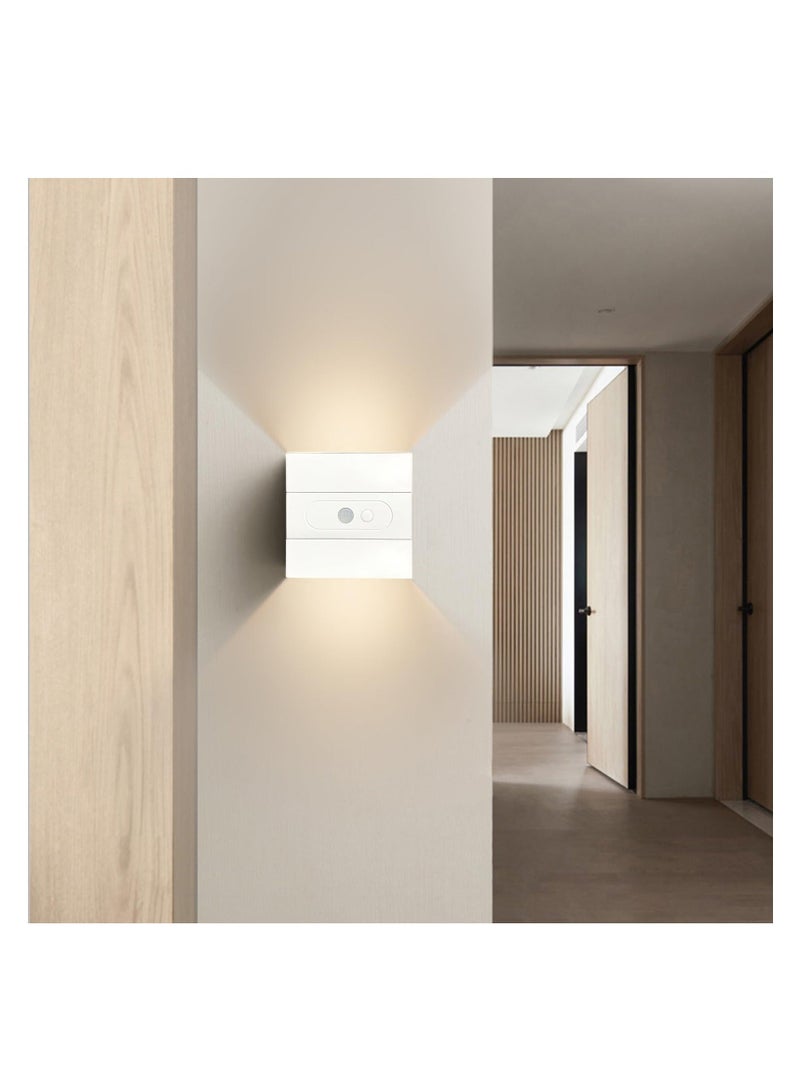 Battery Operated Wall Sconce, Motion Sensor Wireless Rechargeable Wall Light, LED Sconces Dimmable 3 Modes, Indoor Magnetic Adhesive LED Wall Lamp for Home (White, Warm White 3000k)  - Image 1