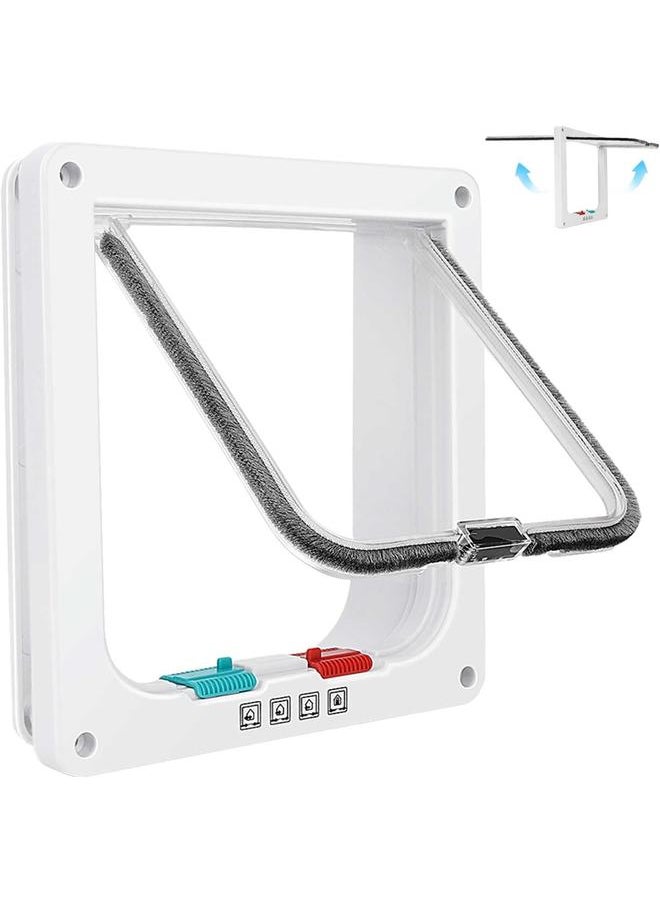 yongsheng Thin Cat Door for Windows,and Sliding Door, Safety Pet Door with 4 Way Lock, Weatherproof Cat Flap for Thin Door and Wall(Medium, 6.7in x 6.3in Flap)  - Image 1