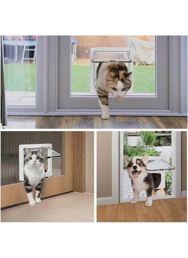 yongsheng Thin Cat Door for Windows,and Sliding Door, Safety Pet Door with 4 Way Lock, Weatherproof Cat Flap for Thin Door and Wall(Medium, 6.7in x 6.3in Flap)  - Image 5