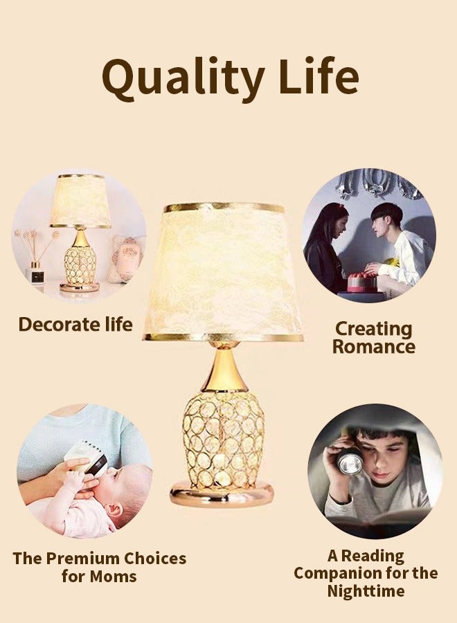 Crystal Table Lamp  golden 37*20*20cm  pattern bedside table lamp LED lamp reading lamp home bedroom bedside night light mini lamp bedroom living room side table - Image 4