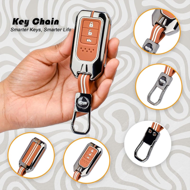 Coll of Fest Premium Black Chrome Metal Silicone Key Cover – Glow-in-the-Dark, Waterproof, Shockproof Key Fob Protector for Honda BRV, WRV, CRV, Jazz, City 2 Button Smart Key - Image 3