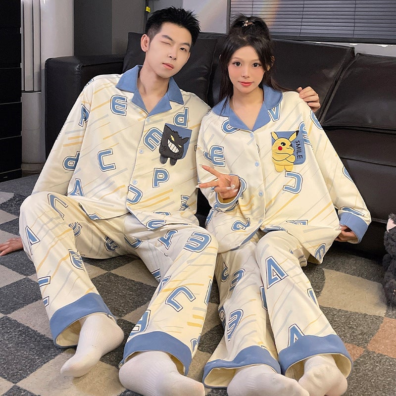 Couple'S Thermal Pajamas For Women, Long-Sleeve Cute Cartoon Warm Men'S Style, Can Be Worn Outside, Loungewear - Image 1