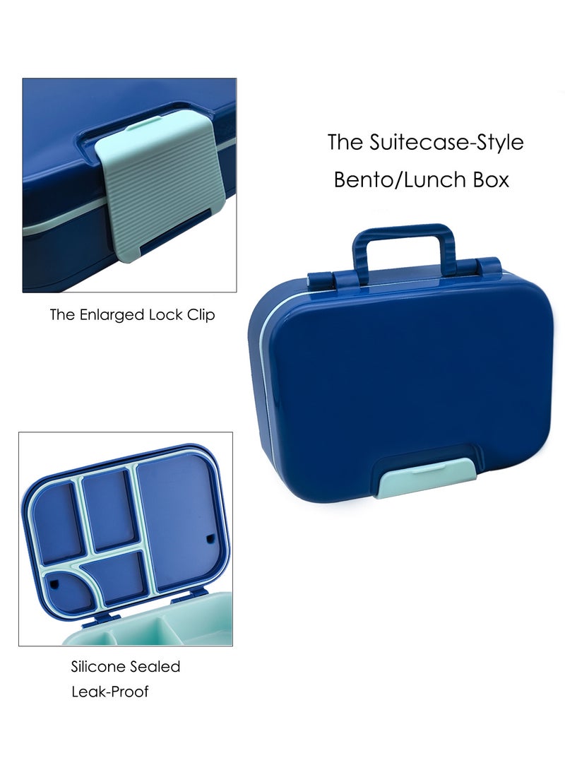 Lunch Box for Kid School, Bento Box with 5 Compartments, Leak-proof Food Container, Snack Box for Kids Adults Girls & Boys, Blue - Image 5