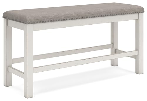 Signature Design by Ashley Signature Design by Ashley Robbinsdale Large Upholstered 48 W Dining Bench Light Gray  White 