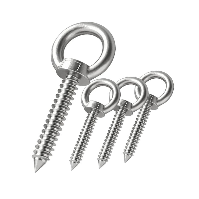 WUAGNCK 6 Inch Heavy Duty Screw Eyes Hooks ，4Pcs Self Tapping Eyelet Screw Eye Bolt，Load Capacity 700 Lbs，Wooden Large Screw Eye Hook ，for Hanging, Tie-Downs, Heavy-Duty Applications. - Image 1