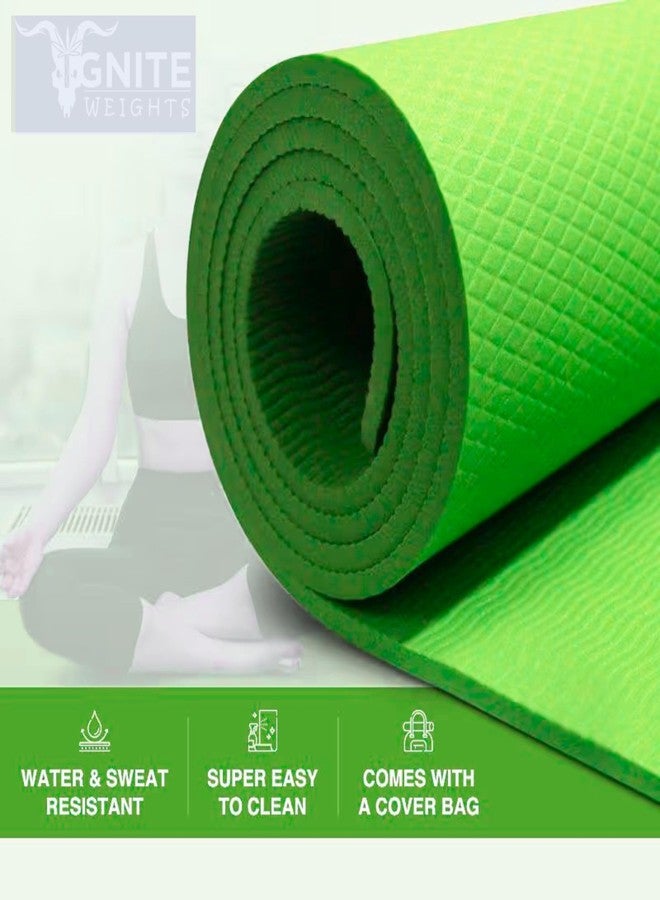 IGNITE WEIGHTS 6mm Anti-Skid Lightweight Sweat/Dirt Proof EVA Yoga Mat with Carrying Strap for Gym & Outdoor Workout for Men/Women Pack of 1 (Green) - Image 3